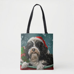 Tote Bag Fête de Noël du chien tibétain Terrier