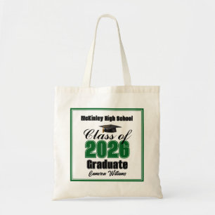 Tote Bag Fête de remise des diplômes personnalisée verte de