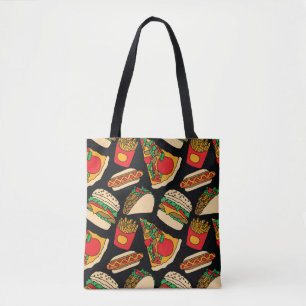 Tote Bag Fête de Restauration Rapide : Isolement Motif Vint