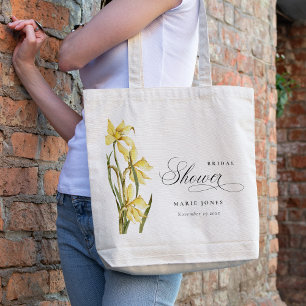 Tote Bag Fête des mariées d'aquarelle jaune jonquille