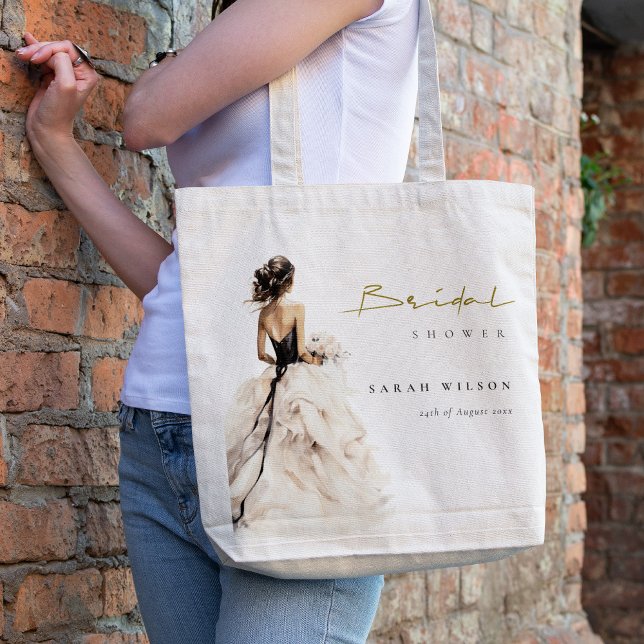 Tote Bag Fête des mariées moderne Mariage aquarelle (Créateur téléchargé)