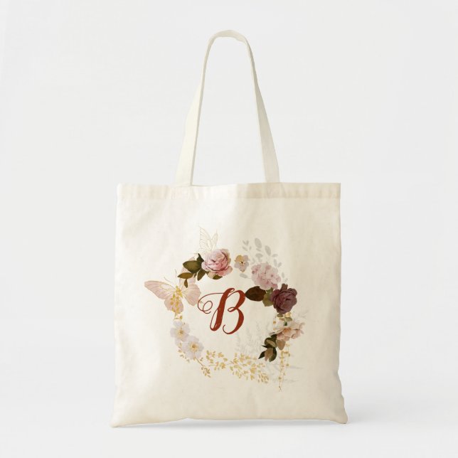 Tote Bag Fête des mariées PixDezines Aquarelle Fleurs d'aut (Devant)
