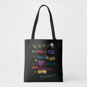 Tote Bag Fête des mères Fort, courageux et sans peur