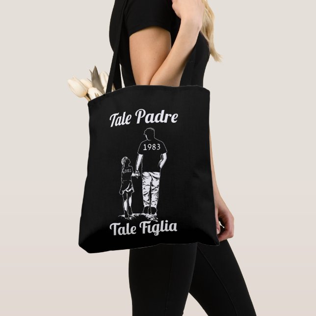 Tote Bag Fête des pères Personnalisée Du Nom Du Père Et De  (De près)