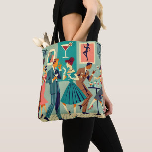 Tote Bag Fête Moderne Du Milieu Du Siècle Martini Dance