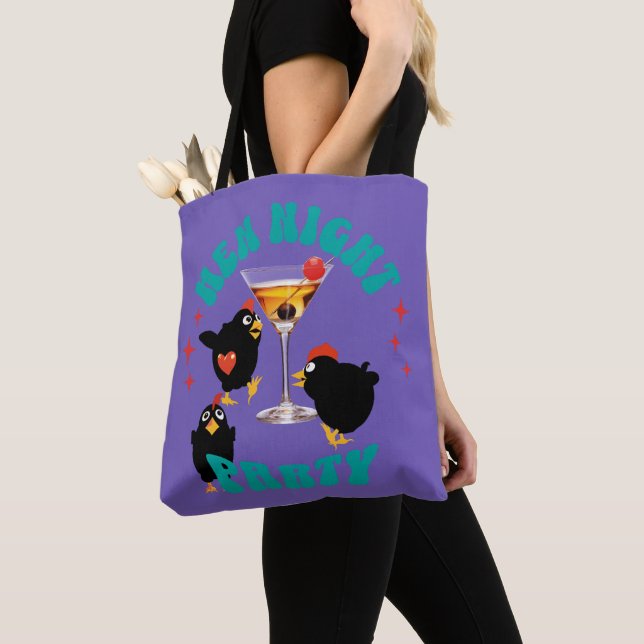 Tote Bag Fête nocturne des poules drôles Poulet drôle (De près)