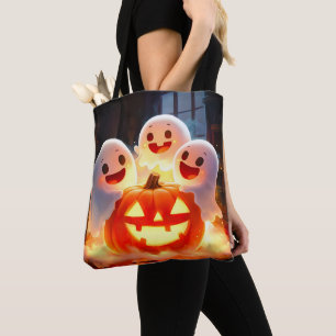 Tote Bag Feu Citrouille éffrayant Ghost