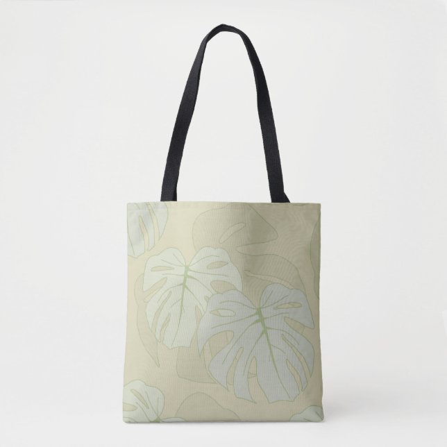 Tote Bag Feuillage Monstera en vert tendre (Devant)