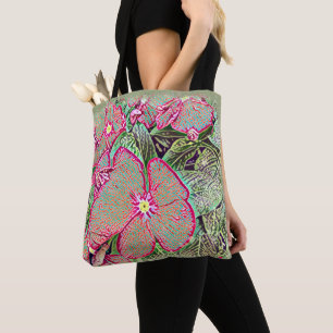 Tote Bag Feuille de Caladium rose et botanique abstraite 