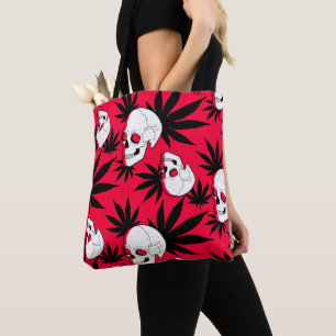 Tote Bag Feuille de mauvaises herbes Plante Herbal et crâne