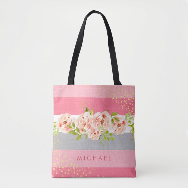 Tote Bag Feuille d'or florale de Faux de Ranunculus de (Devant)