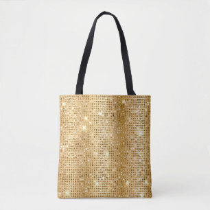 Tote Bag Feuille métallique dorée et points de glamour à fa