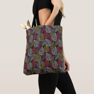 Tote Bag Feuille squelette moderne Motif d'automne