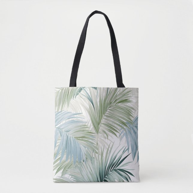 Tote Bag Feuilles Blue Green Palm (Devant)