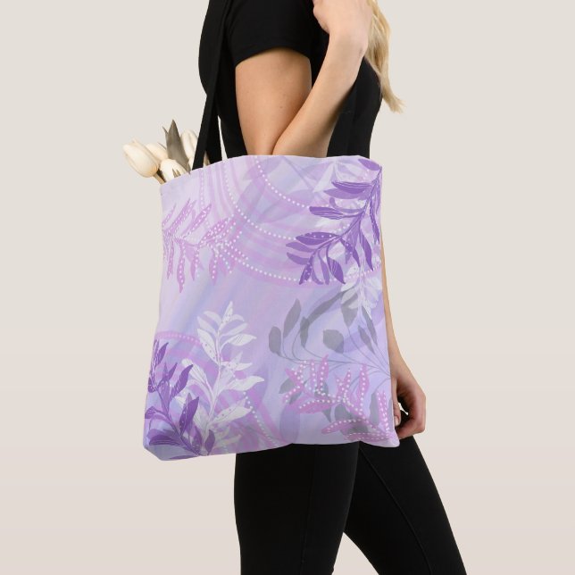 Tote Bag Feuilles botaniques florales abstraites à la mode (De près)