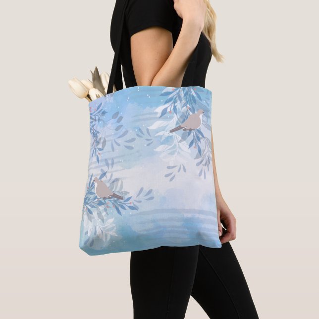 Tote Bag Feuilles botaniques florales abstraites à la mode (De près)