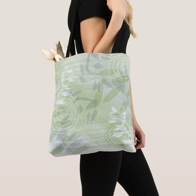 Tote Bag Feuilles botaniques florales abstraites à la mode (De près)