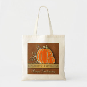 Tote Bag Feuilles Citrouilles précieux de Thanksgiving Gold