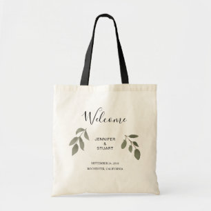 Tote Bag Feuilles d'aquarelle moderne et élégant mariage de