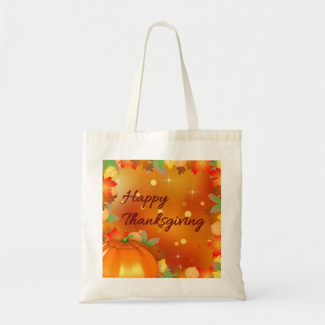Tote Bag Feuilles d'automne colorées bon thanksgiving (Devant)