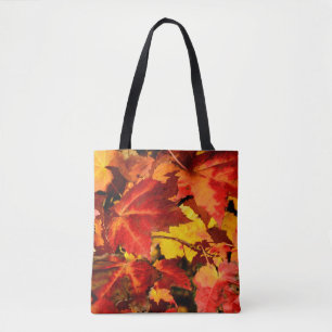 Tote Bag Feuilles d'automne colorées, feuille d'érable roug
