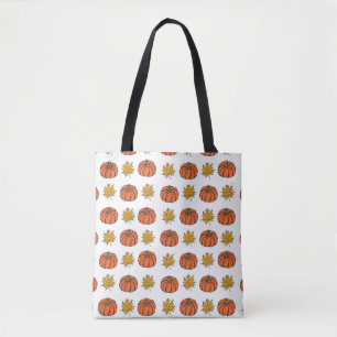 Tote Bag Feuilles d'automne : Motif Citrouille à main