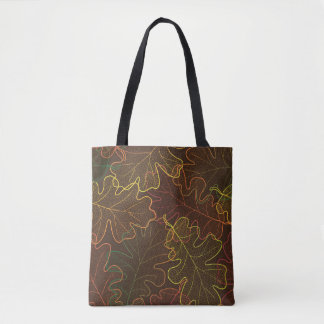 Tote Bag Feuilles de chêne transparent, Motif d'automne.