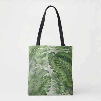 Tote Bag Feuilles de jungle tropicale : arrière - plans flo
