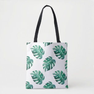Tote Bag Feuilles de Monstera. Motif d'illustration tropica