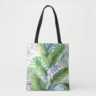 Tote Bag Feuilles de palmier d'aquarelle, arrière - plan ex