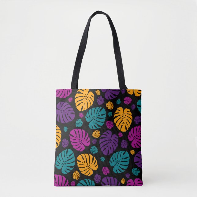Tote Bag Feuilles de palmiers colorés (Devant)