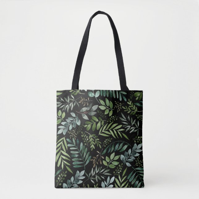 Tote Bag Feuilles de verdure aquarelle  (Devant)