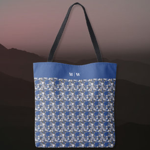 Tote Bag Feuilles d'érable bleu sur un Arrière - plan de ch