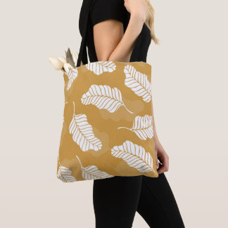 Tote Bag Feuilles d'or et de blanc