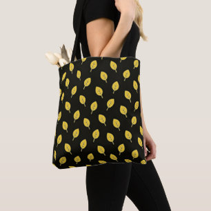 Tote Bag Feuilles dorées noires et assourdies 