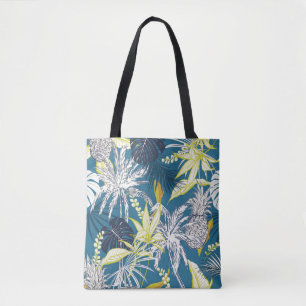Tote Bag Feuilles et fruits de la forêt tropicale colorée d