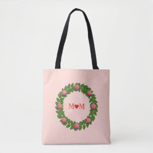 Tote Bag Feuilles et Roses de la baie moderne sur Coral Pin