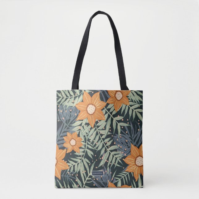 Tote Bag Feuilles floraux tropicaux personnalisés (Devant)
