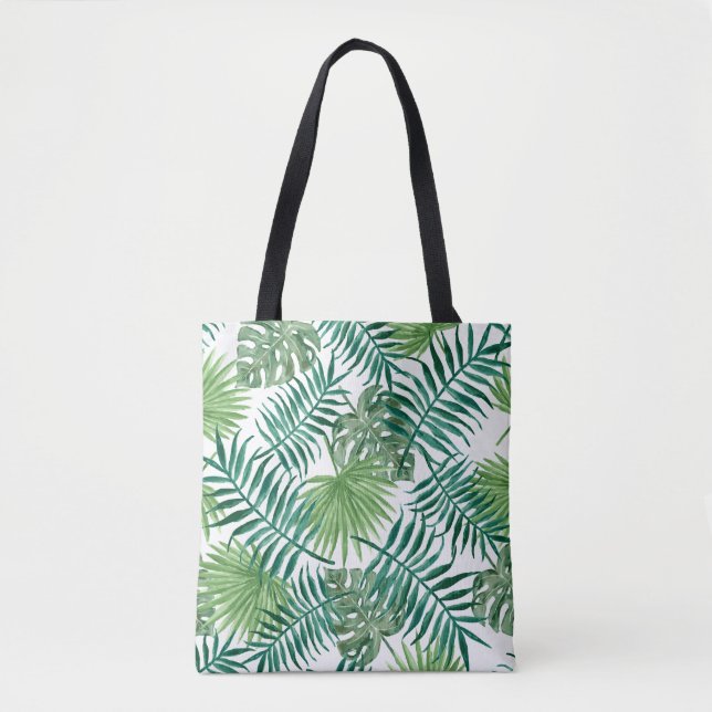 Tote Bag Feuilles tendance de palmier botanique vert (Devant)