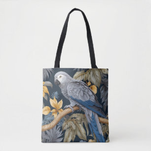 Tote Bag Feuilles tropicaux du perroquet gris d'Afrique