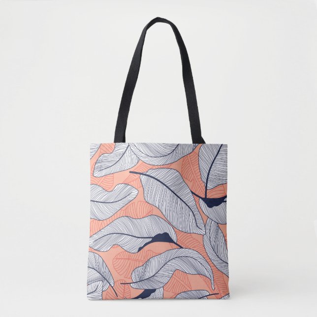 Tote Bag Feuilles tropicaux, feuilles jungle sans soudure v (Devant)