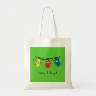 Tote Bag Feux de Noël de chat amusant Meowy et brillant