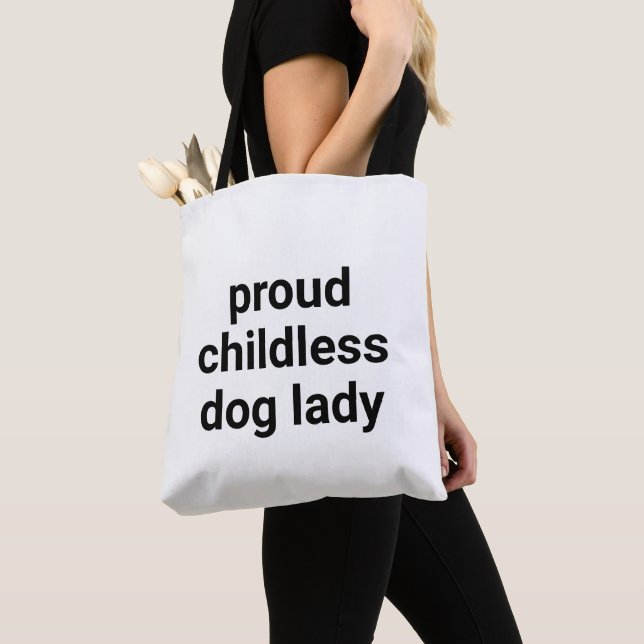 Tote Bag Fier chien sans enfant dame typographie moderne pe (De près)