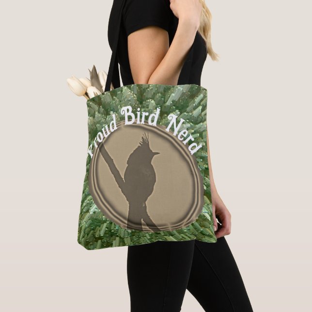 Tote Bag Fier Oiseau Nerd Silhouette Brown Oiseau vert (De près)