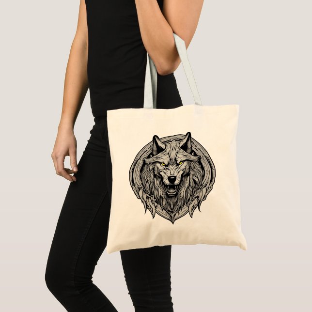 Tote Bag Fierce Wolf Mandala : Symbole de force (Devant (produit))