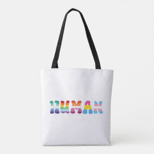 Tote Bag Fierté humaine couleurs arc-en-ciel gay trans pan