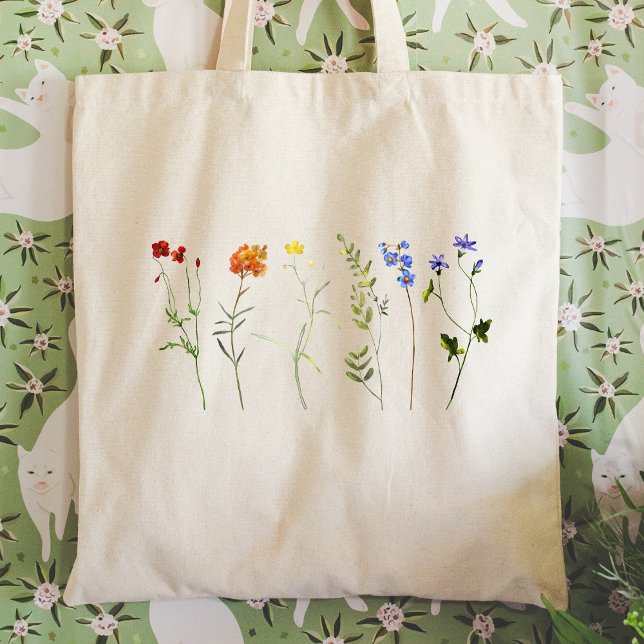 Tote Bag Fierté LGBTQ fleur sauvage Rainbow (Créateur téléchargé)
