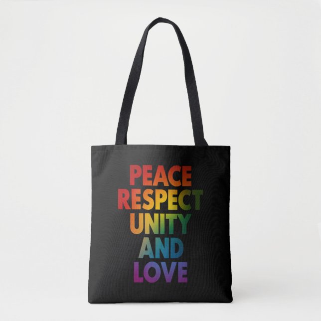 Tote Bag Fierté Paix Respect Unité Et Amour (Devant)