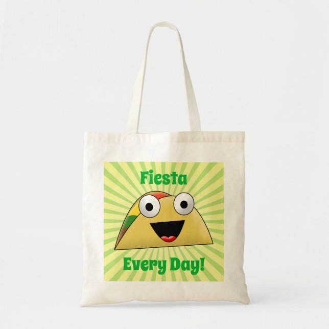 Tote Bag Fiesta Chaque Jour Mignonne Taco Drôle (Devant)