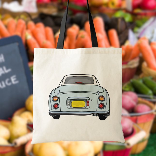 Tote Bag Figarations Cute Pale Aqua Blue Figaro Car (Fun tote bag for the pale aqua Figaro car owner)